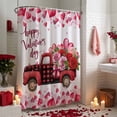 thumbnail image 3 of Valentine's Day Shower Curtain Pink Truck Bathroom Curtains with Hooks, Waterproof Fabric Romantic Rose Love Heart Bath Shower Curtains Set for Bathroom Bathtubs Valentines Decor 72x72 Inch, 3 of 9