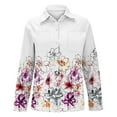 thumbnail image 4 of Endives Women Cotton Shirt Long Sleeve Blouse Printed Fashion Button Down Shirts Casual Tops Womens Long Sleeve Tops, 4 of 4