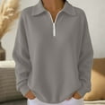 thumbnail image 5 of QATAINLAV Quarter Zip Pullover Sweatshirt for Women Waffle Knit Mock Neck Polos Shirts Casual Long Sleeve Tops, Gray, XL, 5 of 8