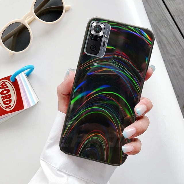 Funda suave de arcoíris con línea láser para Xiaomi Redmi 9T Note 10 Pro 10S 9S 9 8 Pro 9A 9AT 9C Poco M3 X3 NFC Pro Glitter TPU contraportada Fivean unisex