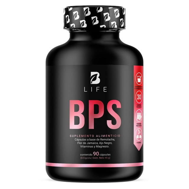 Blood Pressure Support con 90 Cápsulas. Ingredientes naturales: Betabel (Remolacha), Flor de Jamaica, Ajo Negro, Vitaminas y Magnesio. Blood Pressure Support B Life.
