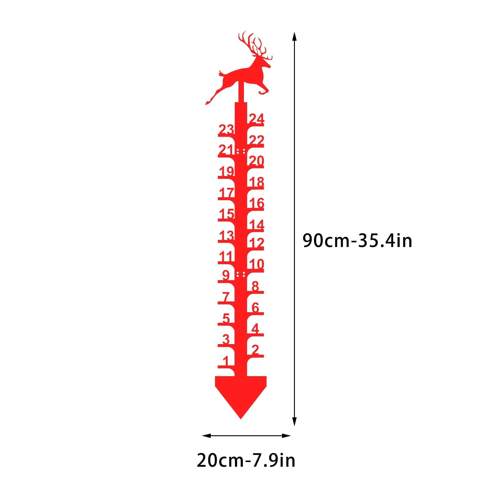 Forged Iron Deer Snowflake Ruler, Christmas Holiday Outdoor Rain and Snow Gauge, 24 Inch Decorative Metal Measuring Stake for Winter Yard and Garden