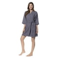 thumbnail image 3 of Turquaz Linen Waffle Kimono Charcoal Gray Short Robe Square Pattern, 3 of 4