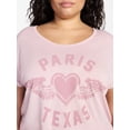 thumbnail image 4 of Terra & Sky Women's Plus Size Paris Texas Graphic Tee with Short Sleeves, Sizes 0X-5X, 4 of 5