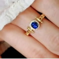 thumbnail image 2 of Hitanshu Jewels 3Ct Oval Cut Blue CZ Halo Engagement Ring 14K Yellow Gold Finish, 2 of 5