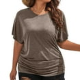 thumbnail image 2 of Giftesty Short Sleeved Solid Color Casual Loose Fitting Women's Top, 2 of 6