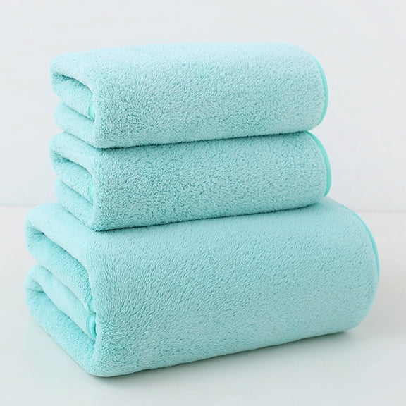 JeashCHAT 3 Pcs Towel Set , 2 Hand Towels Face Towels 1 Bath Towel for Bathroom, Super Soft Highly Absorbent Quick Dry Towels, Green