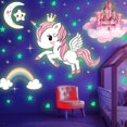 thumbnail image 1 of Estrellas Que Brillan En La Oscuridad, Juegos De Unicornios Brillantes Con Castillo, Luna Y Arco Iris, Calcomanías De Pared Para Niños, Ropa De Cama, Ideal Para Regalo De Cumpleaños, Pegatinas Murales, 1 of 5