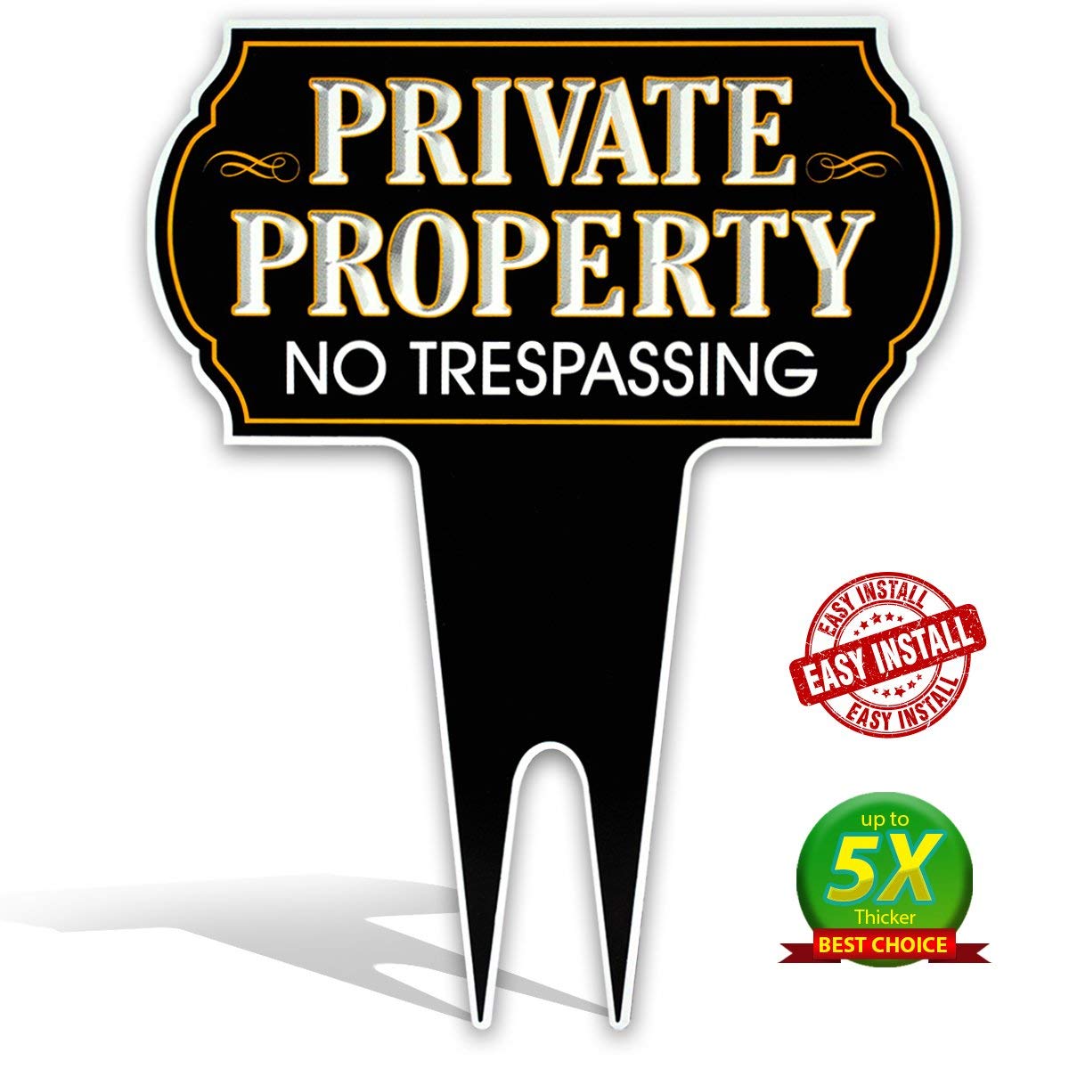 No Trespassing Stand Your Ground Property Sign – No Warning Shot, Metal Sign Or Decal, Multicolor