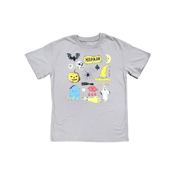 Boys Gray Short Sleeve Halloween Scary Horror T-Shirt Tee Shirt Medium 10-12
