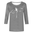 thumbnail image 4 of CHOK T-Shirt d'Été à Manches 3/4 Décontracté Motif Libellule pour Femmes Manches Trois-Quarts Chandail Col Rond T-Shirts Unis Tunique Élégante Confortable Marron TTG, 4 of 4