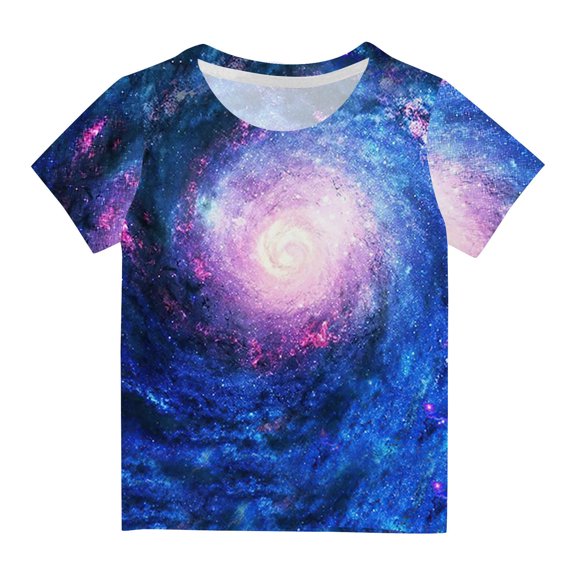 AINIYS 3 Years Kids Summer Tops Children Clothes Fashion Short Sleeve T-Shirt Round Neck Tie Dye Gradient Color Trendy Casual Loose Little Boys Tees Multicolor
