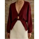 thumbnail image 1 of Suéter de punto con botones para mujer, Jersey elegante de manga larga con cuello en V, holgado y cálido, ropa de calle alta para otoño, 2024, 1 of 5