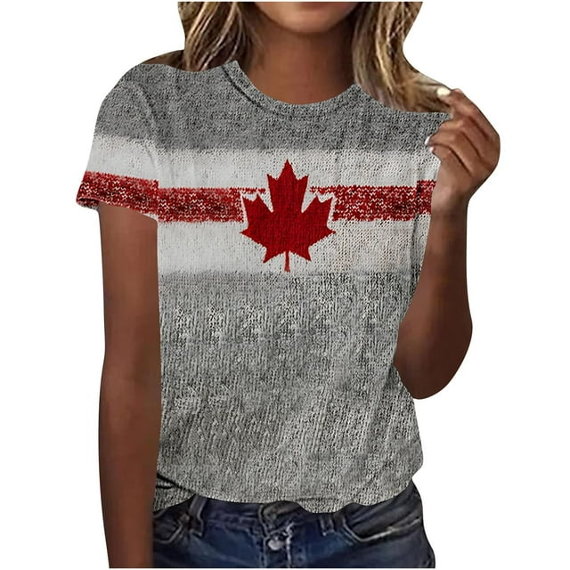 Tops de Manga Corta para las Mujeres de Ajuste Suelto Nueva Camiseta de Manga Corta Impresa con Suéter, Cuello Redondo de Poliéster