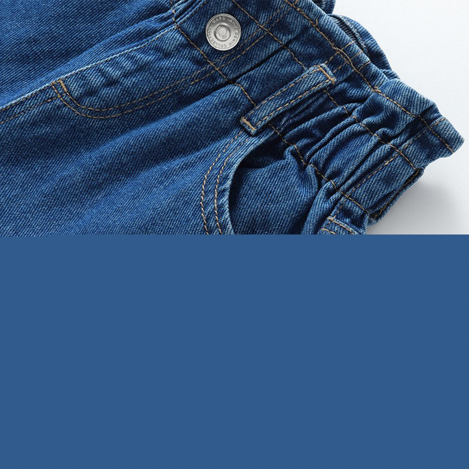 thumbnail image 3 of ameIAEA Denim Pants for Unisex Kids Elastic Waisted Wide Leg Jeans Toddler Solid Color Trouser with Pockets, 3 of 7