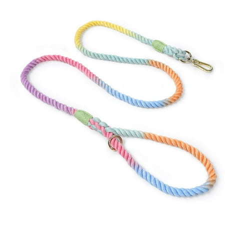 

UKAP Traction Rope Cotton-Rope Dog Hauling Cord Stainless-buckle Dogs Easy Control Tractor Ropes Hand-woven Puppy Easily Colorful Soft 360 ° Universal Lock Cat Macaron golden 1.5*1.2cm
