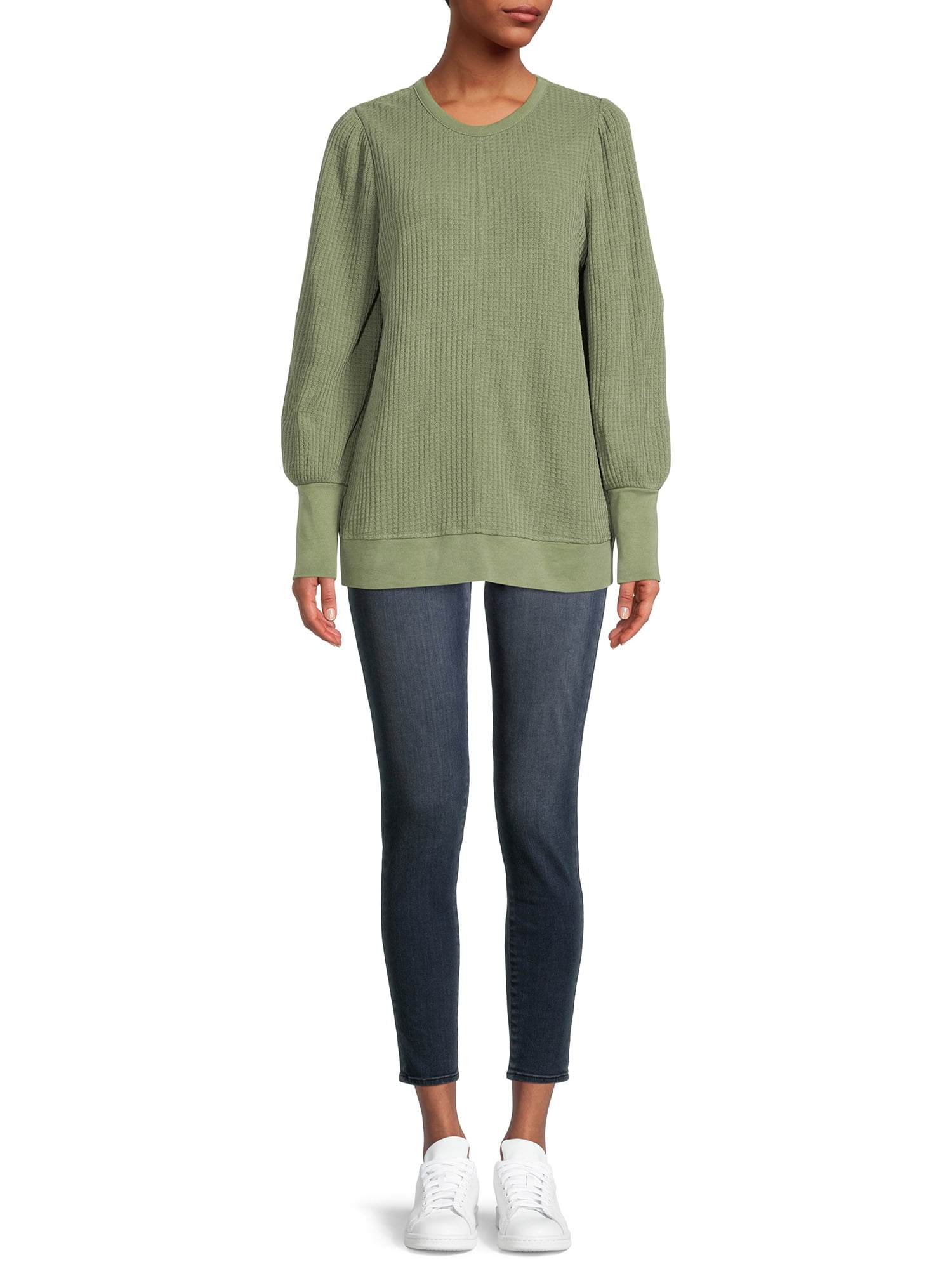 Time and Tru Women's Waffle Pullover Top