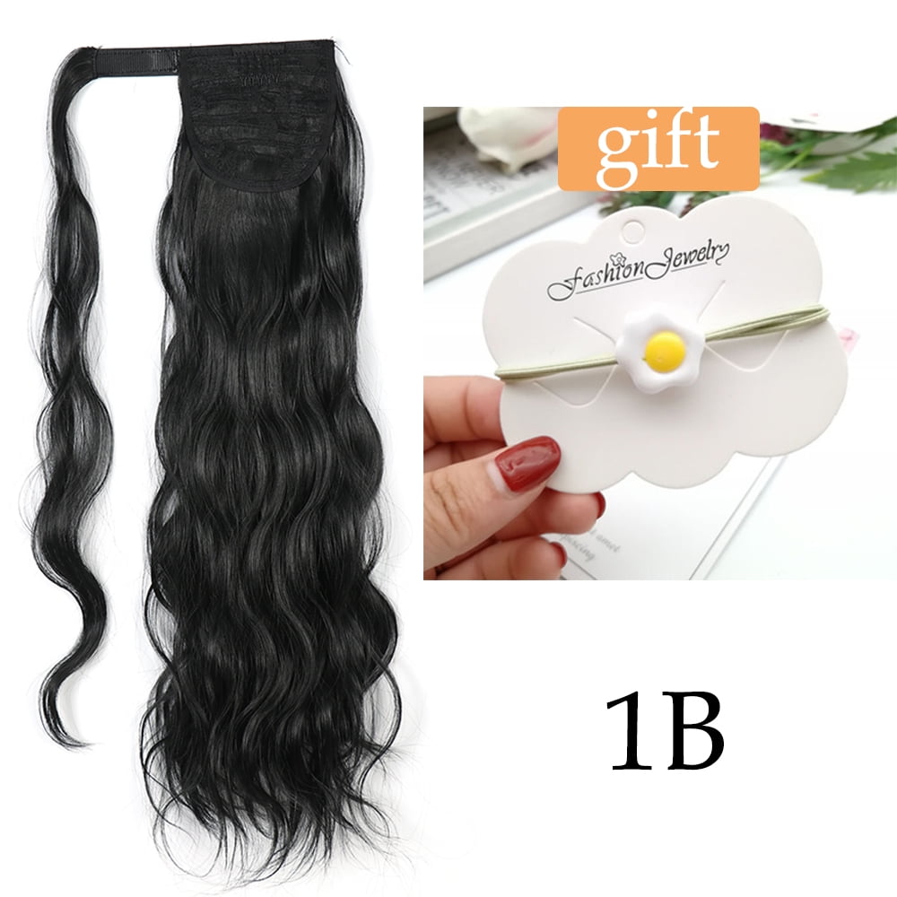 Long Hollywood Wave Ponytail Wrap Around Synthetic Ponytail Body Wave Clip in Hairpiece Blonde Wave Ponytail for Women