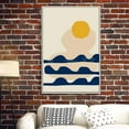 thumbnail image 4 of IDEA4WALL Stretched Framed Canvas Print Wall Art Yellow Sun Over Abstract Blue Waves Geometric Patterns Illustrations Modern Art Ultra for Living Room, Family Bedroom, Office - 24"x36" Hang, 4 of 4