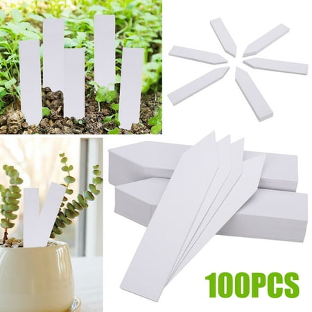 TSV 300/200/100Pcs White 4 Inch Tree Tags Gardening Wrap Sign Waterproof Around Plastic Plant Nursery Garden Markers Labels Planting Stakes Tags with Writing Surface