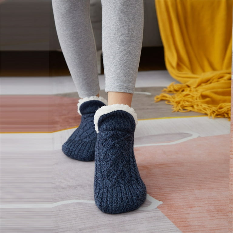 1Pairs Womens Thick & Warm Slipper Socks with Non Slip Grippers - House  Socks