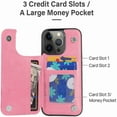 thumbnail image 2 of Dteck for iPhone 13 Pro Max Wallet Case with Card Holder, Butterfly Flower Embossed Faux Leather Kickstand Card Slots Case, Handmade Shockproof Protective Slim Soft Flip Phone Case 2021 6.7", Pink, 2 of 6