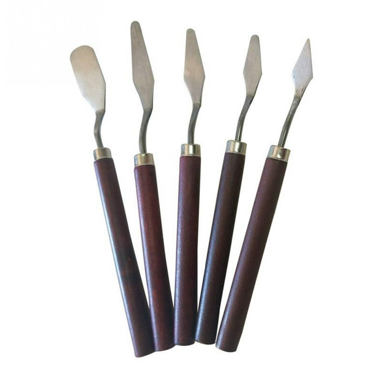 U.S. Art Supply 5-Piece Artist Stainless Steel Palette Knife Set - Wood  Hande Flexible Spatula Painting Knives for Color Mixing Spreading, Applying