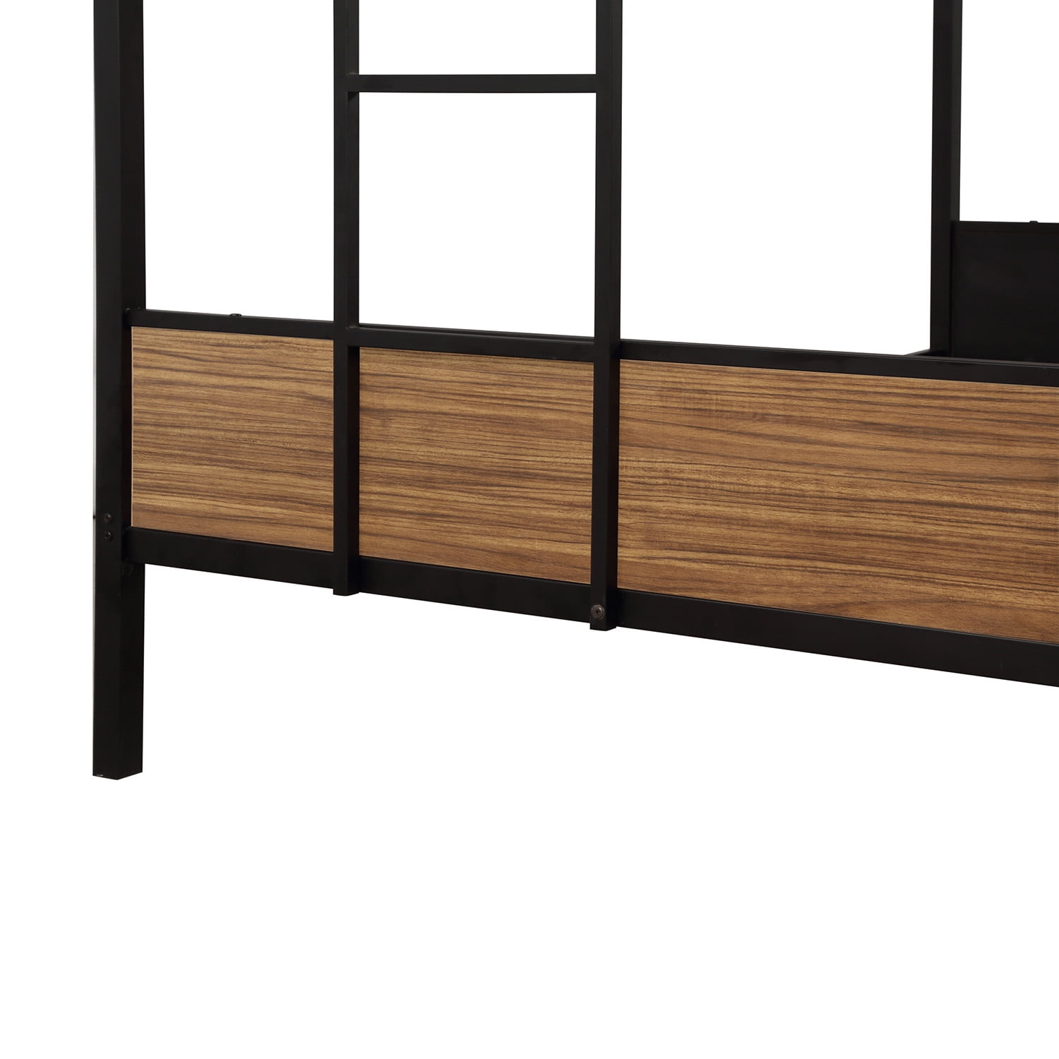 Kepooman Twin-over-Full Modern Steel Bunk Bed with Guardrail & Ladder for Dorm, 77.2" x 54.7" x 66.5", Black Kepooman Twin-over-Full Modern Steel Bunk Bed with Guardrail & Ladder for Dorm, 77.2" x 54.7" x 66.5", Black