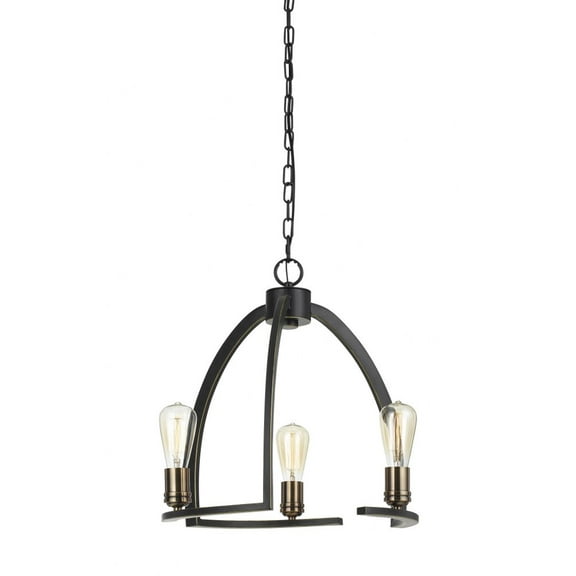 Cal Lighting Kinder 60W 3-Light Metal Chandelier in Dark Bronze