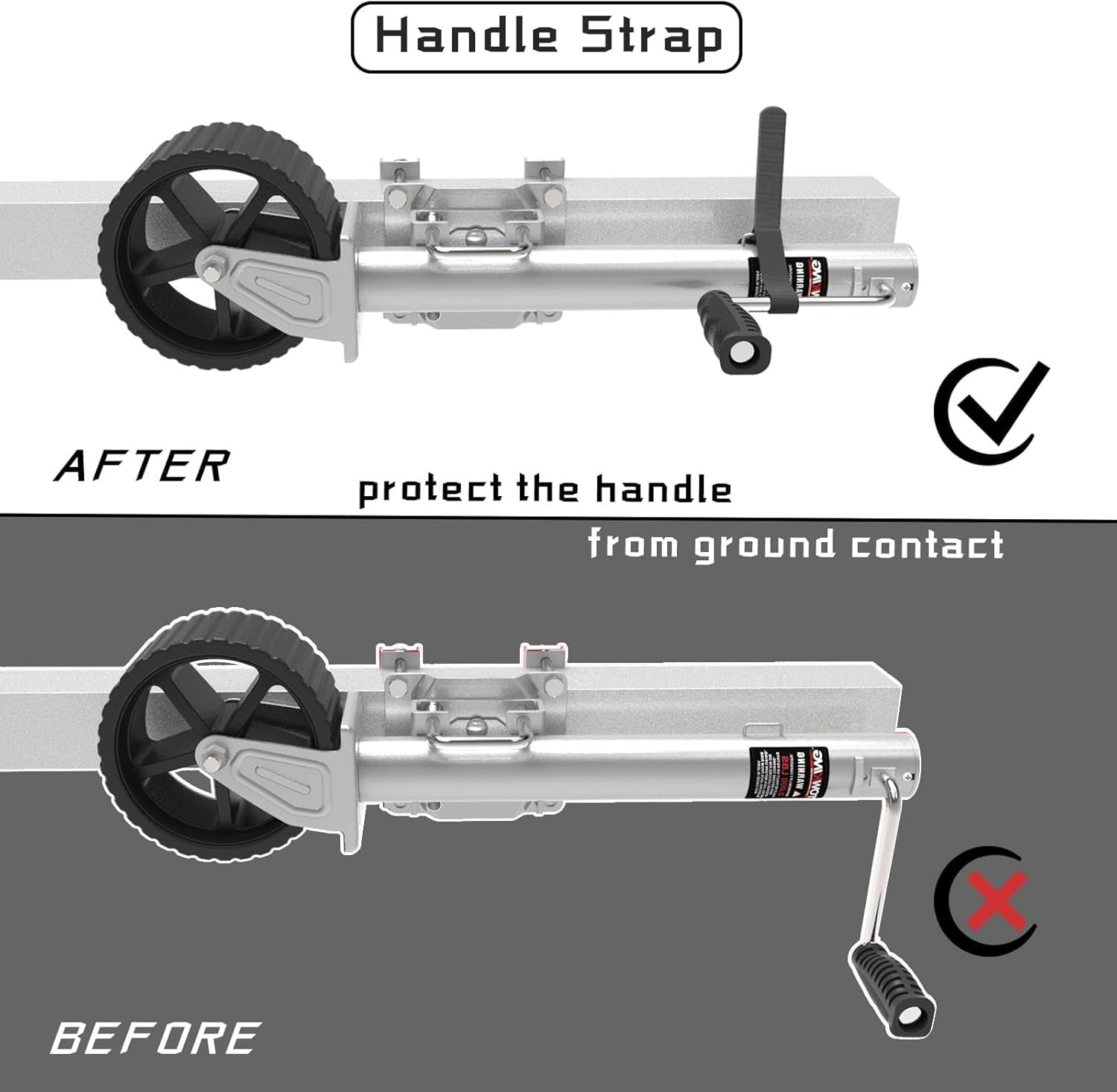TOWKING 2000 lbs 8-Inch Wheel Trailer Jack, 13" Vertical Movement for RV Boat & Utility Trailers,Silver