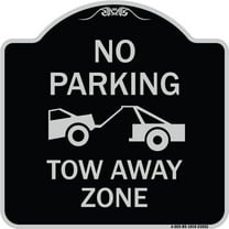 SignMission Designer Series Sign - No Parking Tow Away Zone (Tow Truck Symbol) | Black & Silver 18" X 18" Heavy-Gauge Aluminum Architectural Sign | Made in the USA