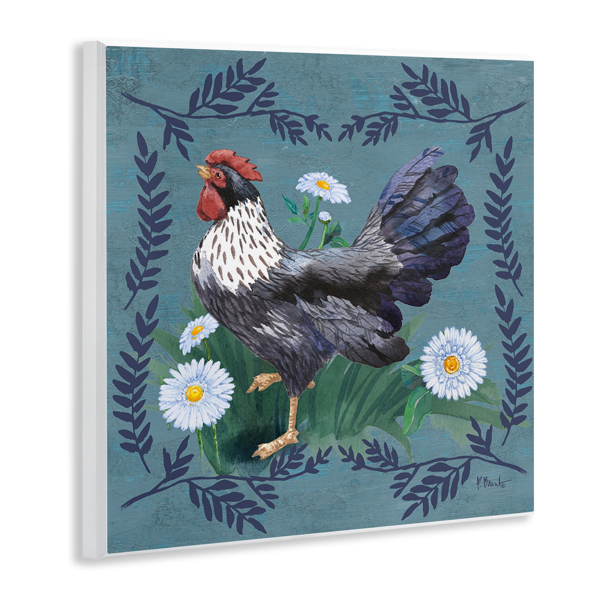 Stupell Industries Country Hen & Ferns Animals & Insects Painting Unframed Art Print Wall Art, 12 x 12