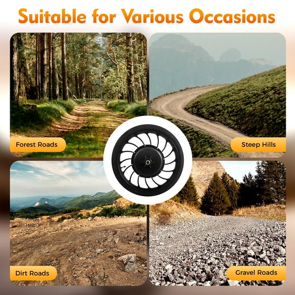 1000W 20" Ebike Front Wheel Electric Bicycle Motor Conversion 1 Front Wheel 48V Black for Riding, Field Trips