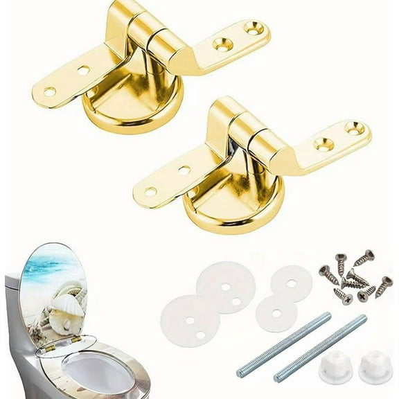 Toilet Seat Hinges Replacement, Universal Gold Toilet Seat Hinges,Long Lasting Gold Replacement Toilet Hinges with Tight and Adjustable Fittings,Toilet Seat Hinges Spare