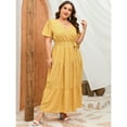 thumbnail image 3 of Yesfashion Womens Plus Size V Neck Wrap Maxi Dress High Waist Ruffle Summer Casual Dress With Belt, 3 of 5