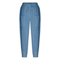 thumbnail image 7 of ABATAB Cotton Linen Pants for Women Button Lounge Harem Trousers Drawstring Elastic Waist Summer Beach Pants Outfits with Pockets, 7 of 7