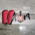 thumbnail image 1 of HLONK 4 Pcs Ensemble de Violons Miniatures Charmant Artisanat Expert Support d'Affichage Outil de Réglage Étui de Rangement avec Nœud et Coque Rigide pour Collectionneurs Parfait Instrument de Musique, 1 of 6