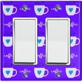 thumbnail image 1 of Metal Light Switch Wall Plate Outlet Cover (Coffee Espresso Mocha Cup Green Heart Purple - Double Rocker), 1 of 2