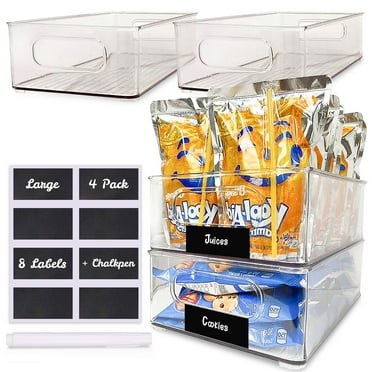 GoodQually Pantry Organizer Clear Storage Bins 4 Pack Clear Pantry Storage Containers – Kitchen Organizer Bins & Pantry Storage Fridge Organizers, Pantry Organization and Storage Bins