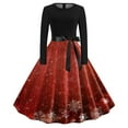 thumbnail image 1 of Robes Élégantes pour Femmes Col Rond Manches Longues Robe Imprimée pour Bal et Réunions Festives, 1 of 3