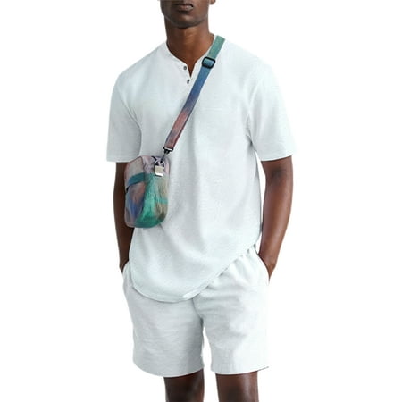 

Frontwalk Mens Lounge Solid Color Loungewear 2 Pcs Loose Pjs Sets Men Two Pieces Running Nightwear