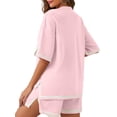 thumbnail image 4 of Women 2 Pieces Knit Sets Short Sleeve Tops & Shorts Suit, 4 of 5