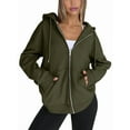 thumbnail image 2 of Womens Zip Up Hoodies Oversized Sweatshirts Fall School Fashion Outfits Casual Jackets Winter Clothes Army Green XXXL, 2 of 9