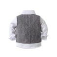 thumbnail image 4 of GXFC Little Boy Formal Gentleman Suits 9M 1T 2T 3T 4T 5T Kids Boy Long Sleeve Shirt with Bowtie+Suspender Pants Dressy Outfit,Spring Fall, 4 of 8