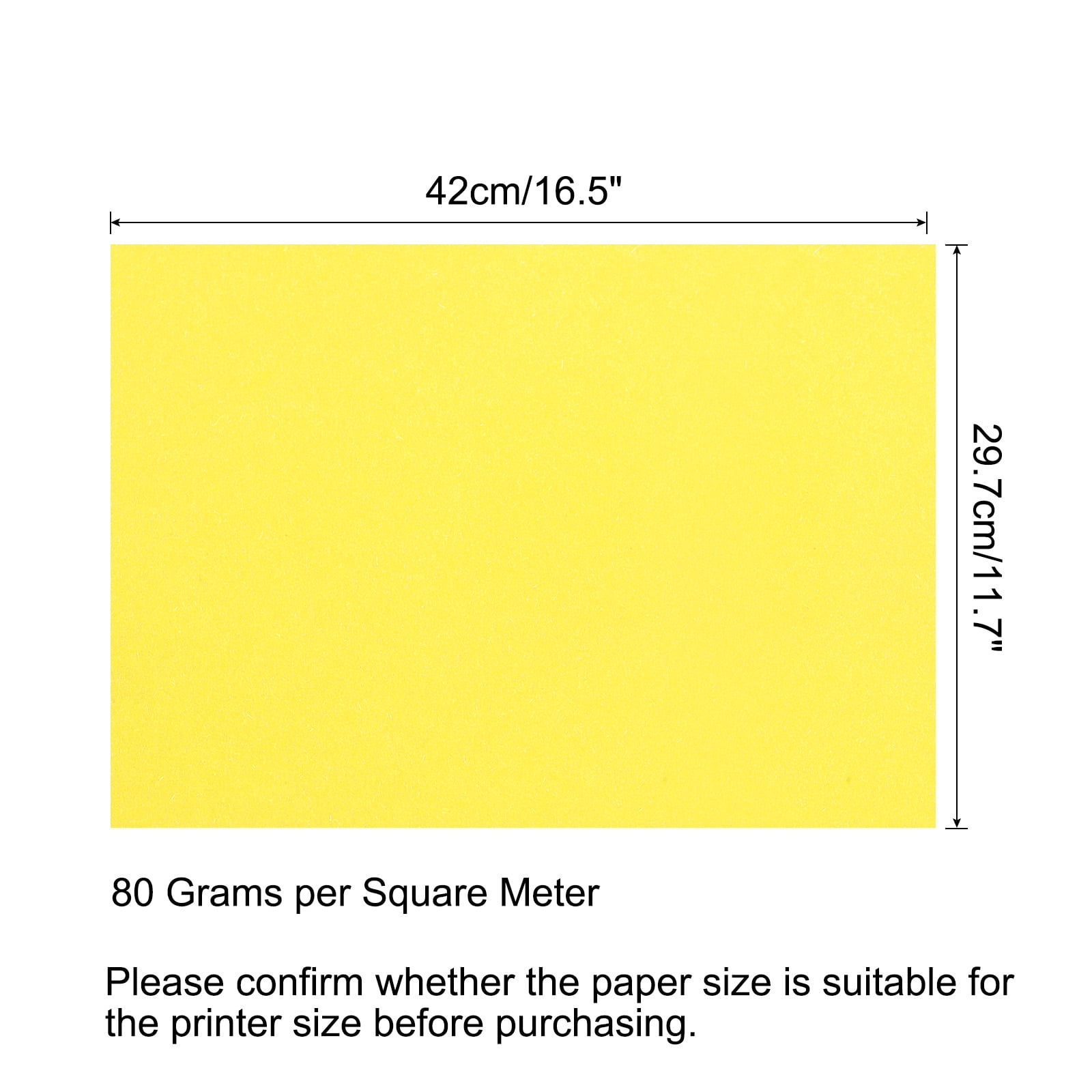 Uxcell 50 Sheets Colored Copy Paper for Office Printing Invitation Forms Art Projects Bright Yellow 16.5 x 11.7"