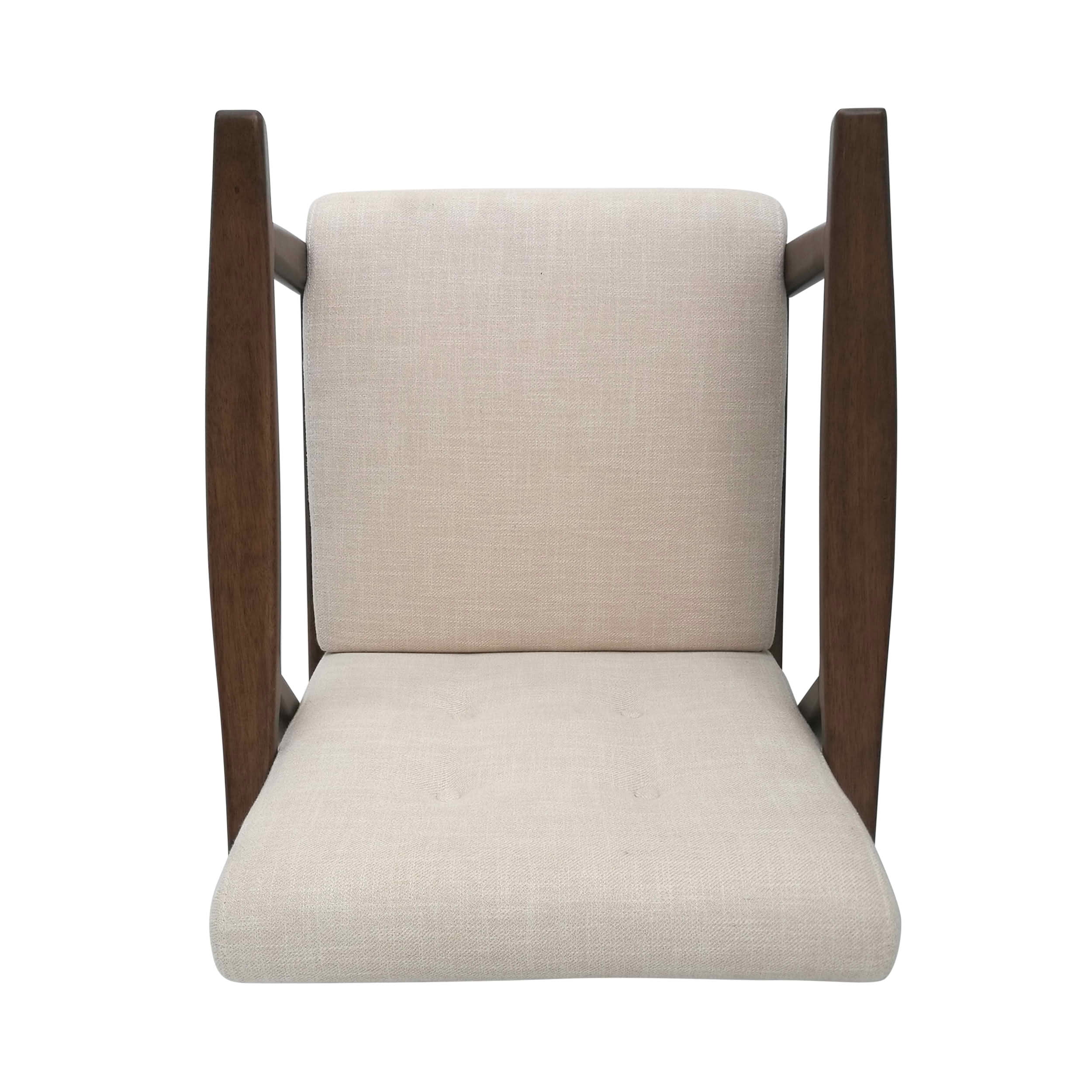 MAYEERTY Mid-Century Modern Tufted Accent Armchair, Beige Upholstery & Brown Frame, for Living Room & Bedroom, 1-Piece