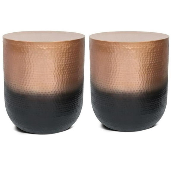 Home Square 2-Piece Furniture 19" Metal Side Table Set in Copper Ombre
