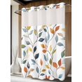 thumbnail image 4 of Colorful Leaf No Hook Shower Curtain Waterproof, Bathroom Curtains with Snap in Liners and See Through Top Window, Pastoral Botanical Summer Spring Hotel Style Bathtub Curtains Shower 48"Wx72"L, 4 of 8