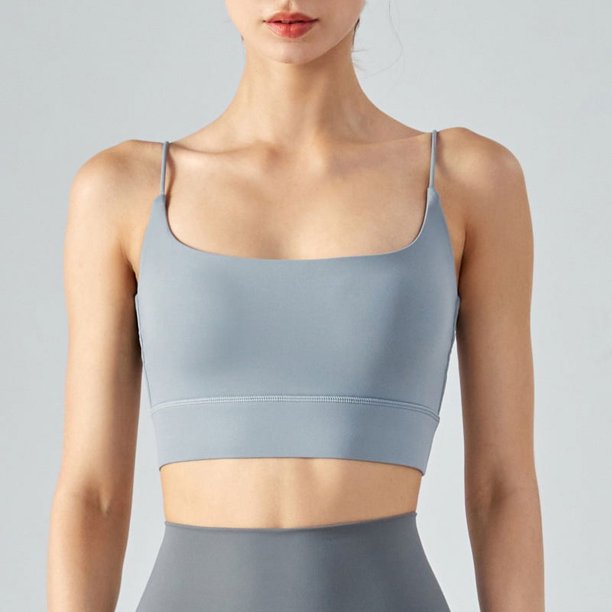 Chaleco de yoga con almohadilla para el pecho, sujetador deportivo para mujer, tirantes finos para los hombros, ropa interior de fitness para yoga