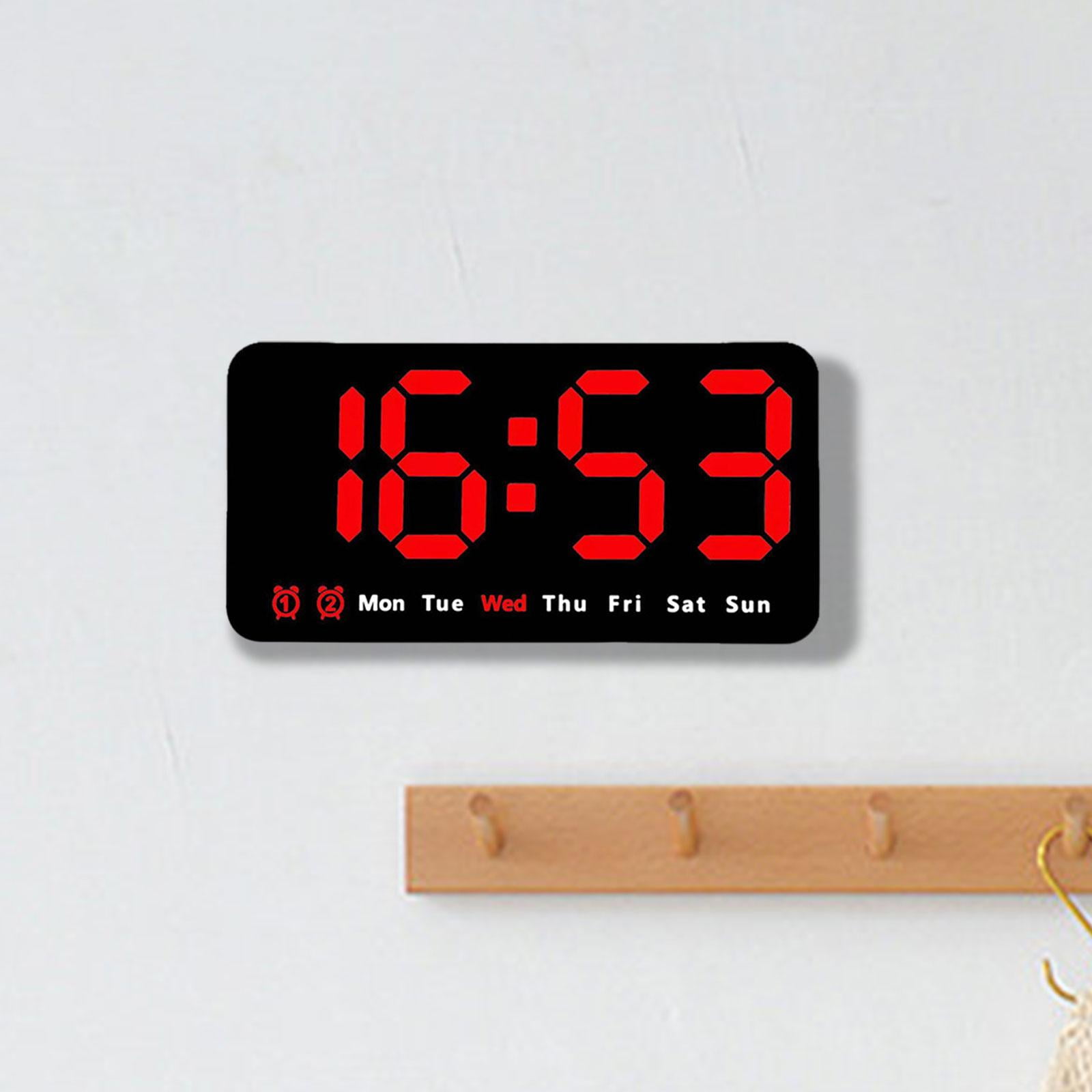 WLPZXP Digital Clock Desk Calendar Temperature Large Display LED Alarm Clock Wall Clock Red